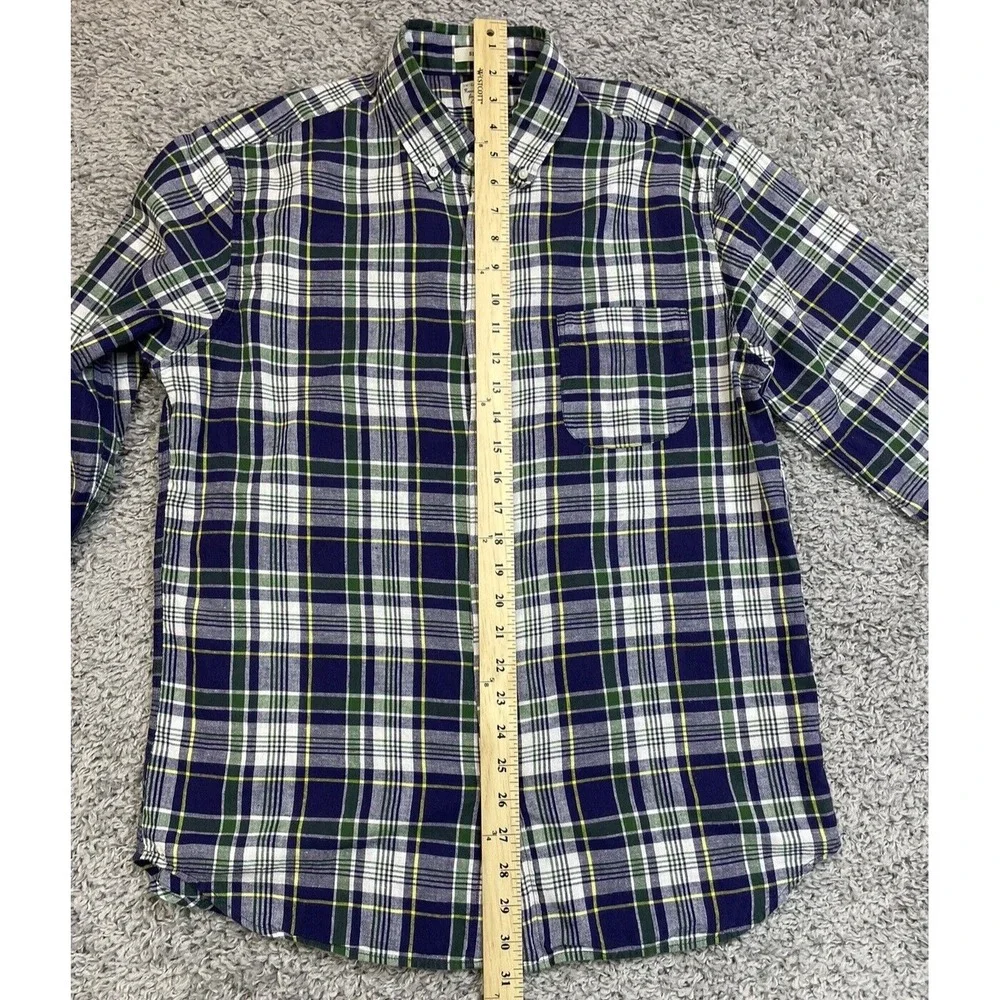J. Crew Indian Madras‎ Men Slim Fit Plaid Button Down Blue Green L/S Shirt XL.